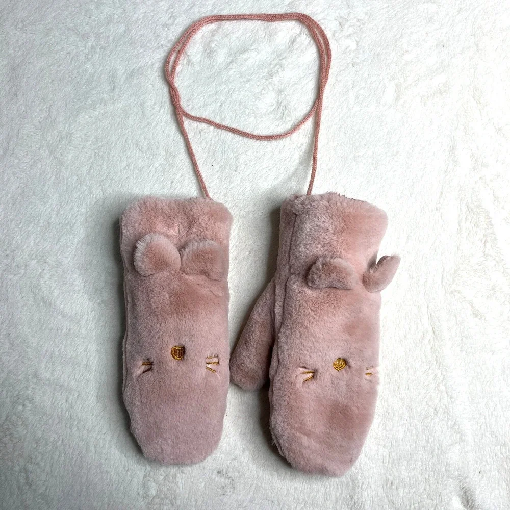 Kitty Gloves Girls Pink Winter Mitts